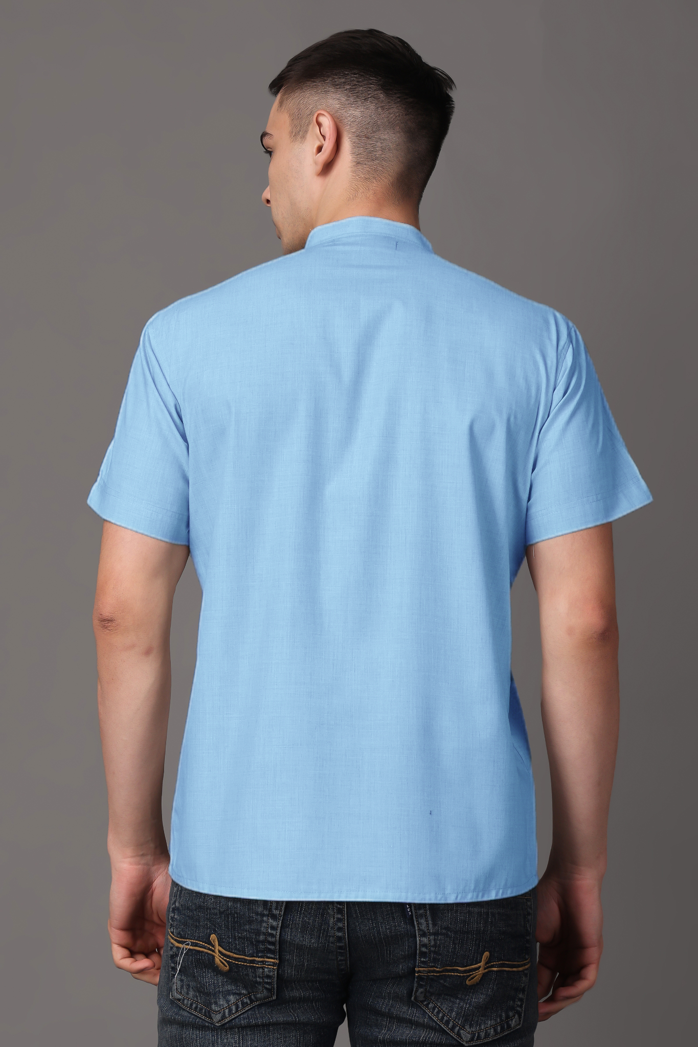 Sky Blue Cotton Short Kurta