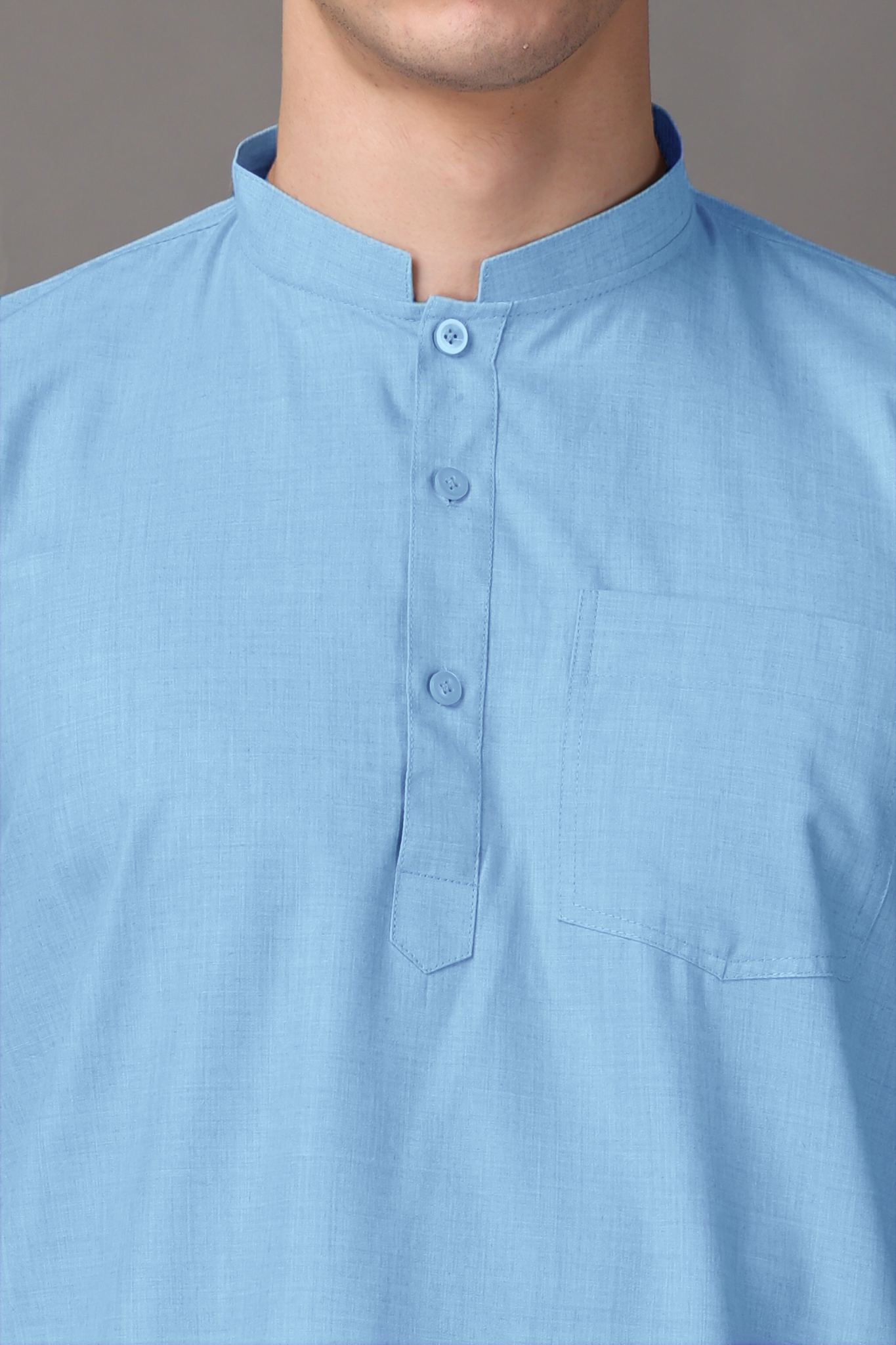 Sky Blue Cotton Short Kurta