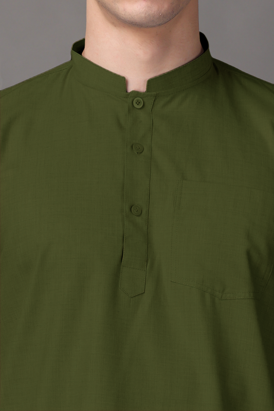 Mehendi Cotton Short Kurta