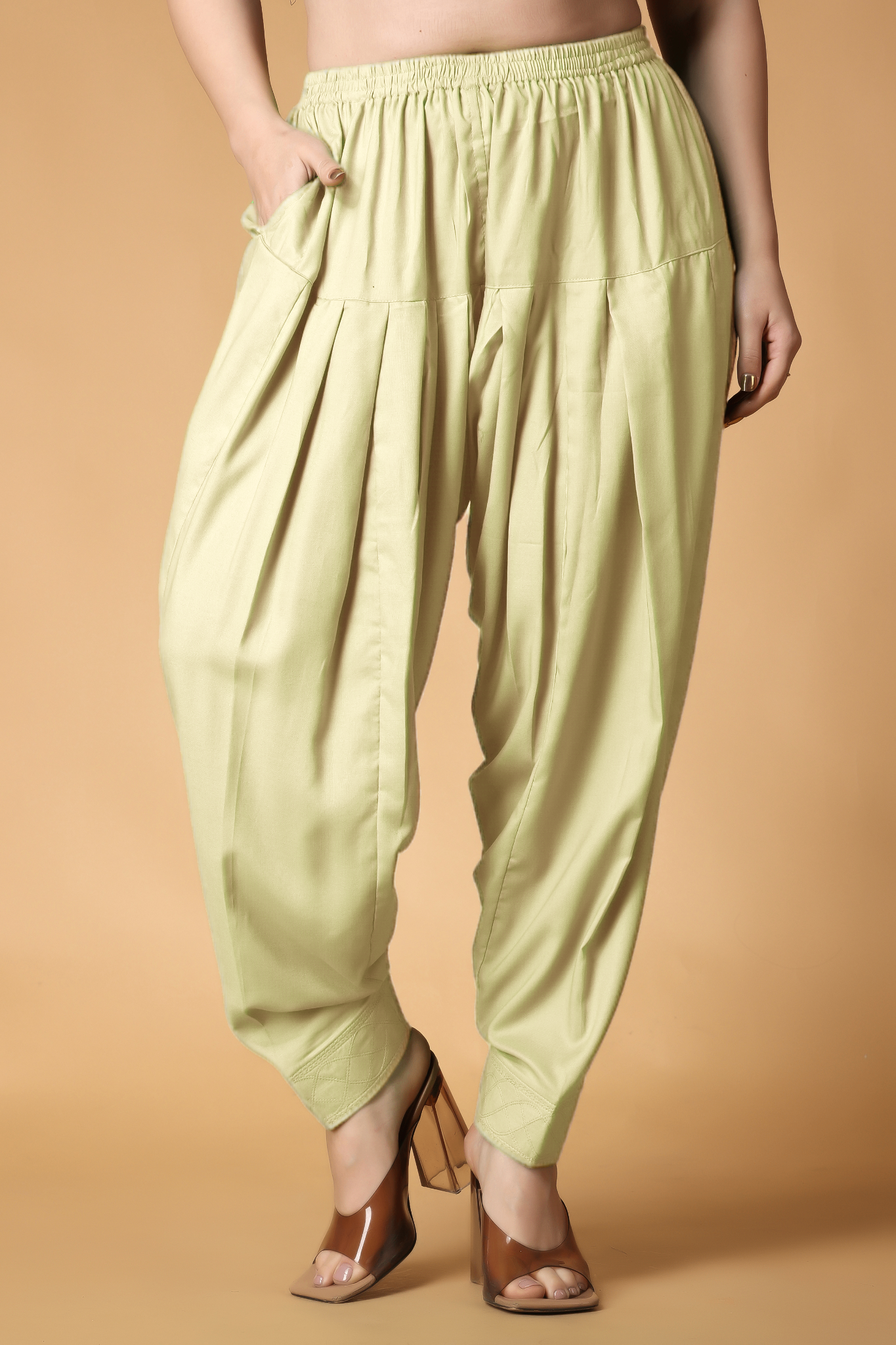 Lemon Rayon Pleated Salwar