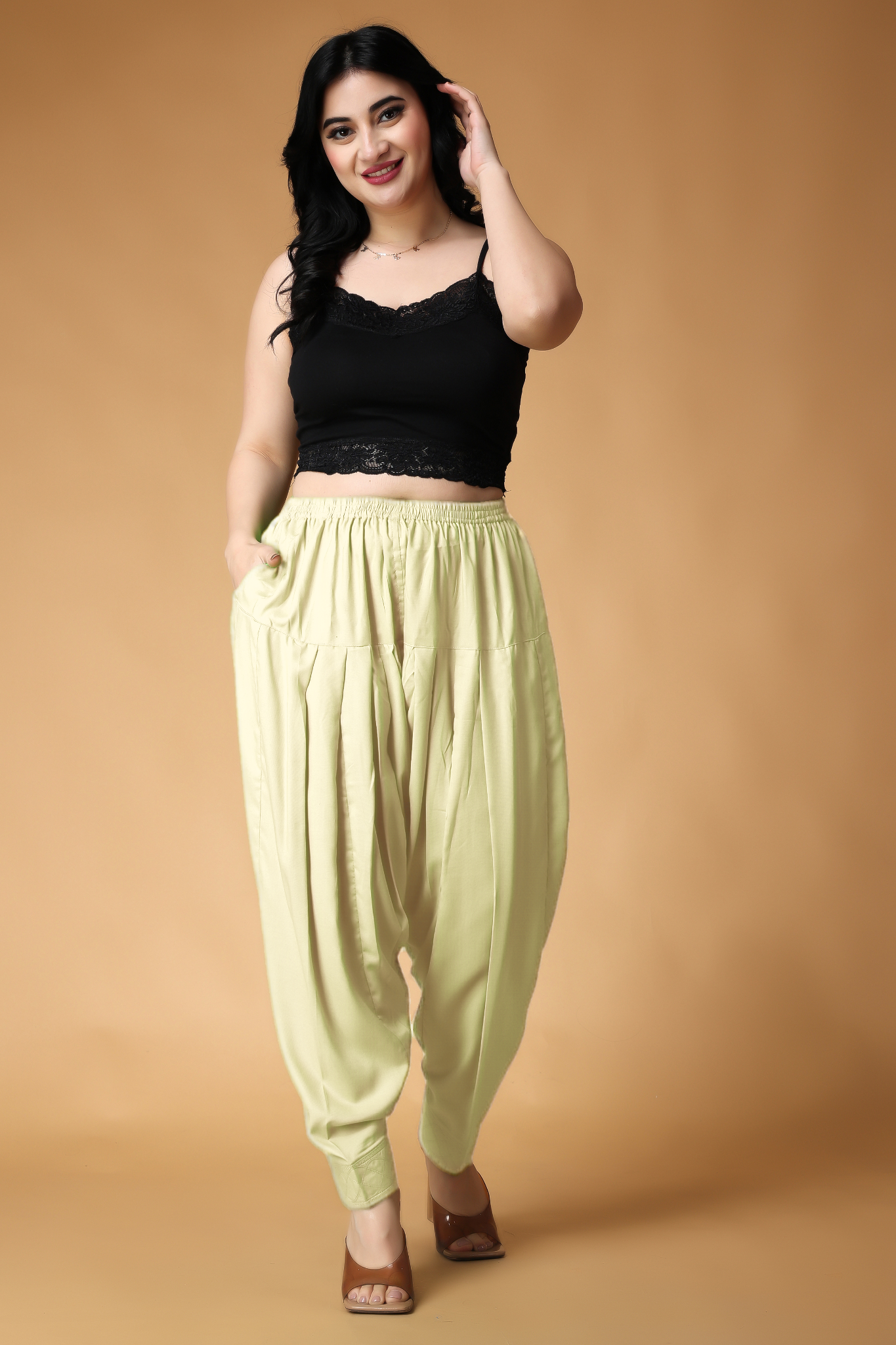 Lemon Rayon Pleated Salwar