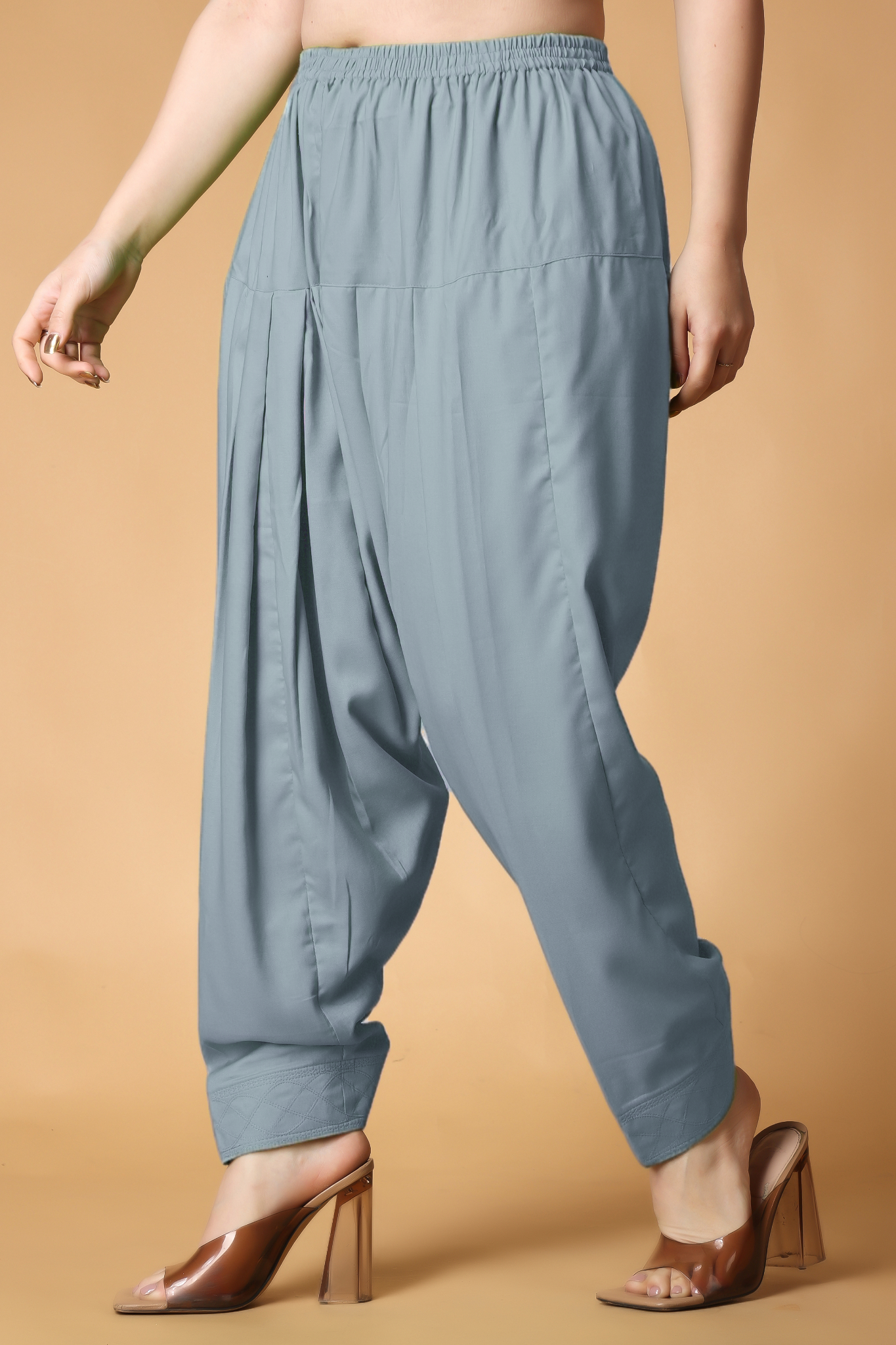 Light Grey Pleated Rayon Salwar