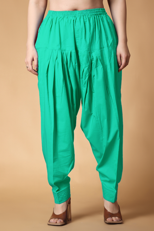 Aquamarine Pleated Cotton Salwar