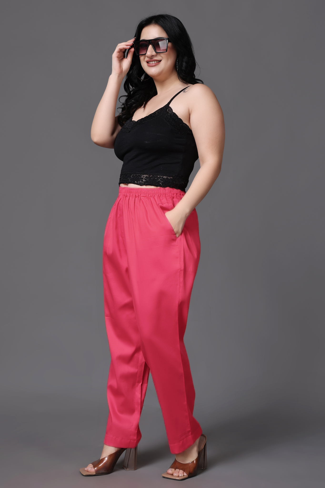 Rose Cotton Metallic Pant Palazzo