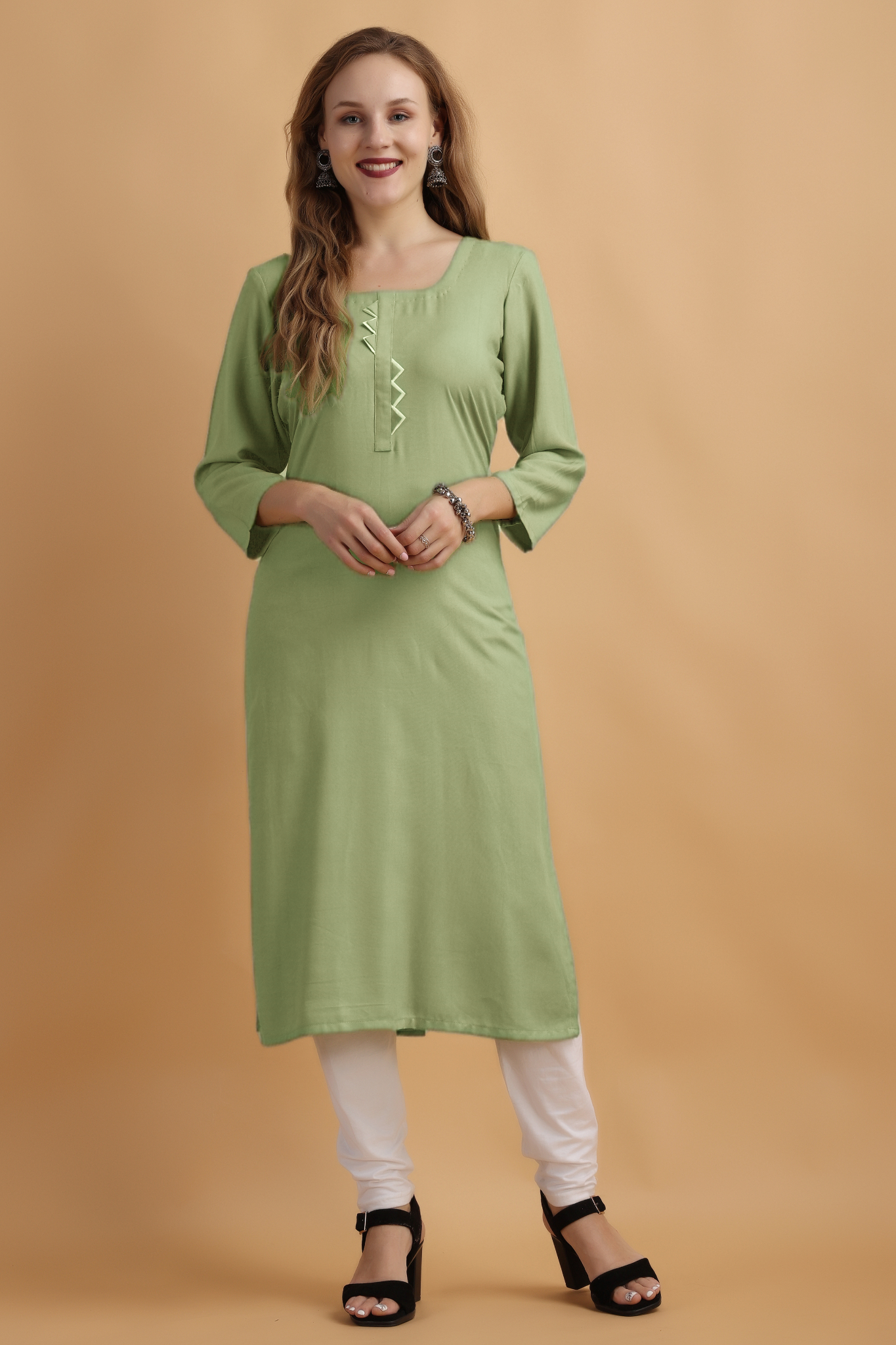 Pista Green Rayon Kurta