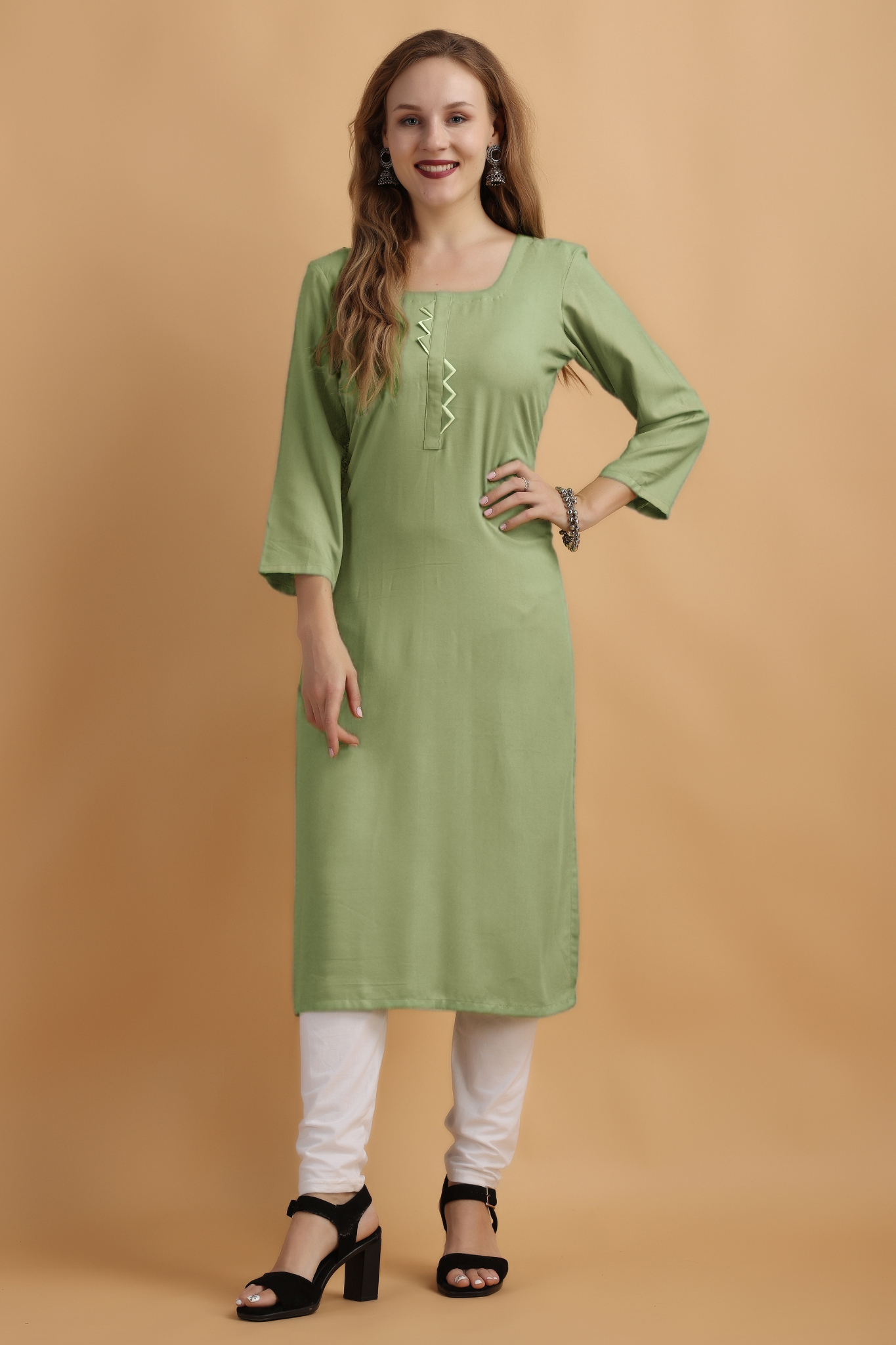 Pista Green Rayon Kurta