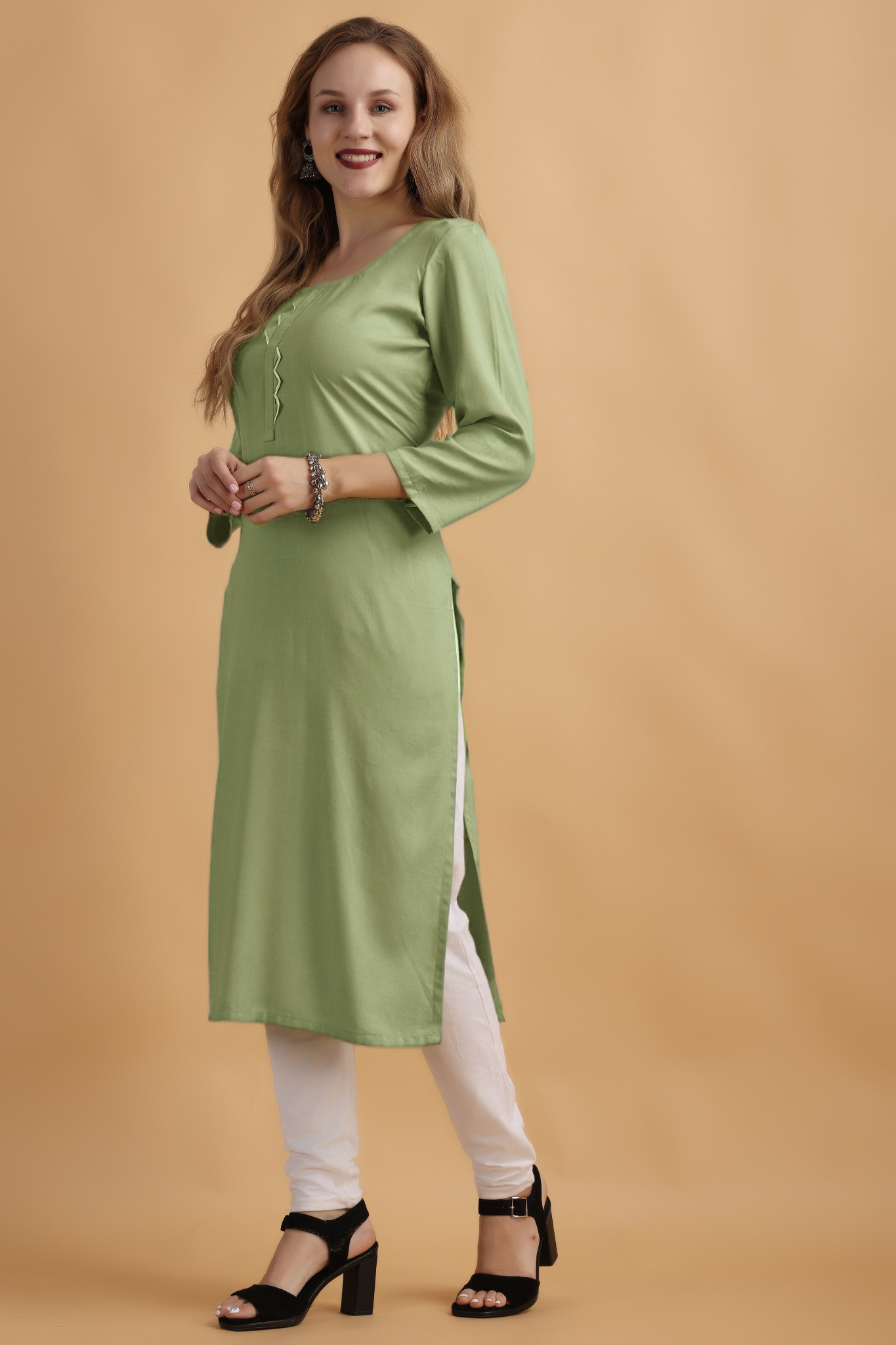 Pista Green Rayon Kurta