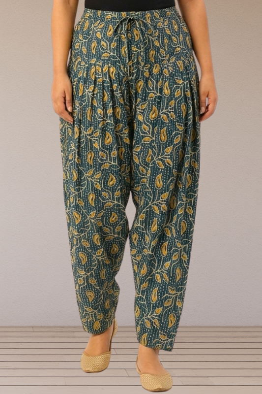 Teal Baagh Cotton Pant