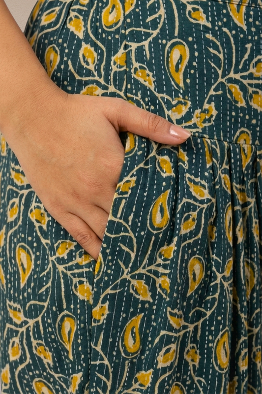 Teal Baagh Cotton Pant