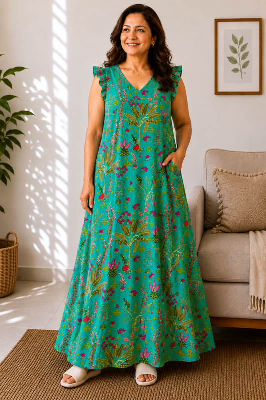 Green Canopy Rayon Night Gown