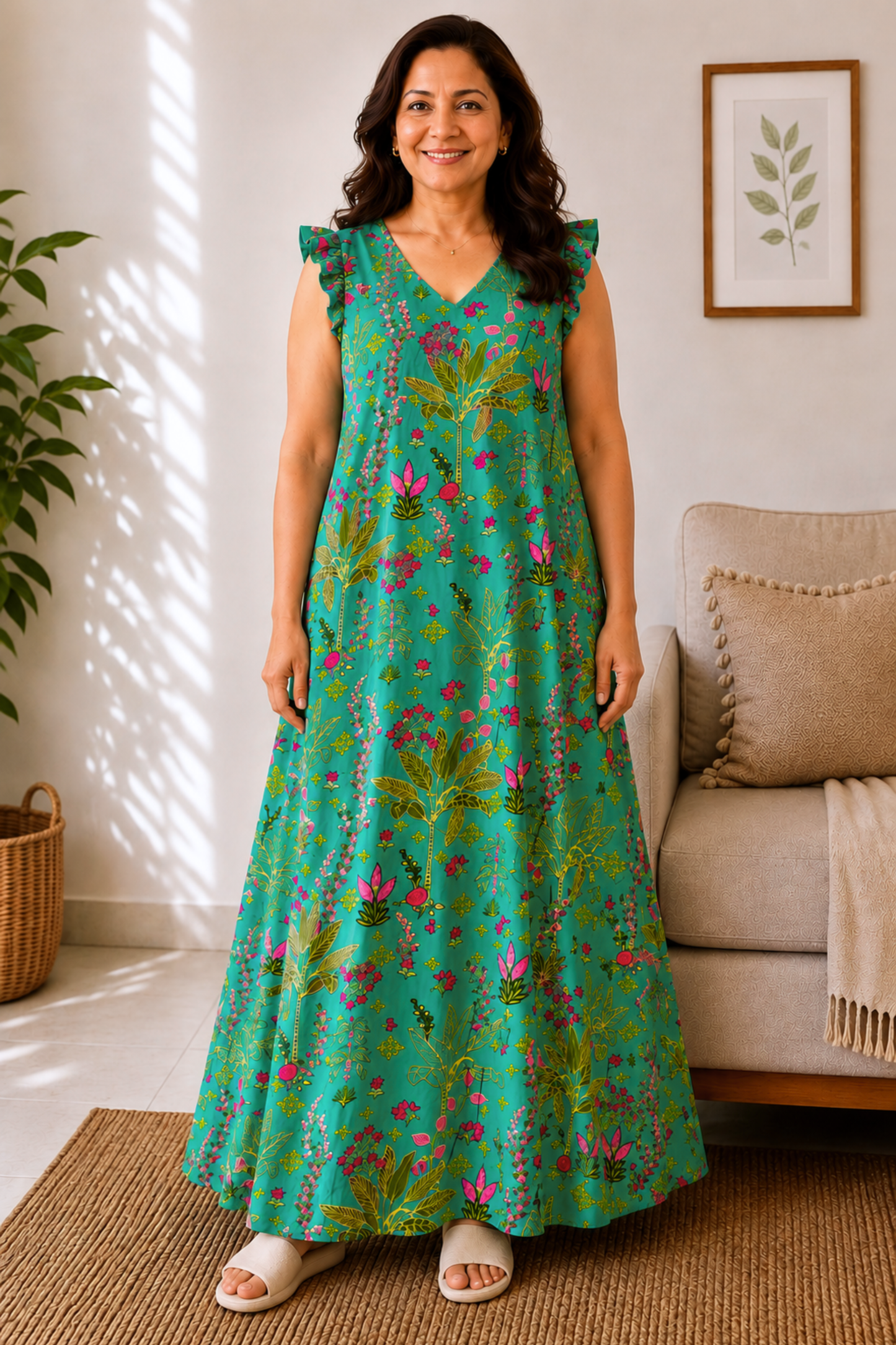 Green Canopy Rayon Night Gown