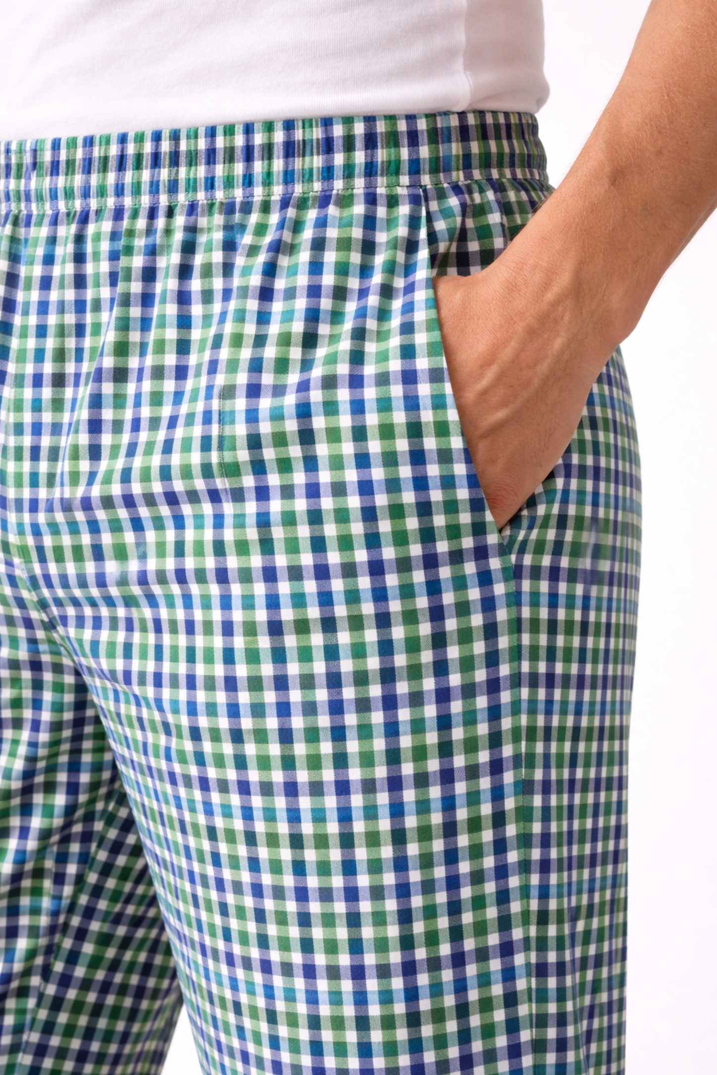 Teal Checked Poplin Cotton Pajama