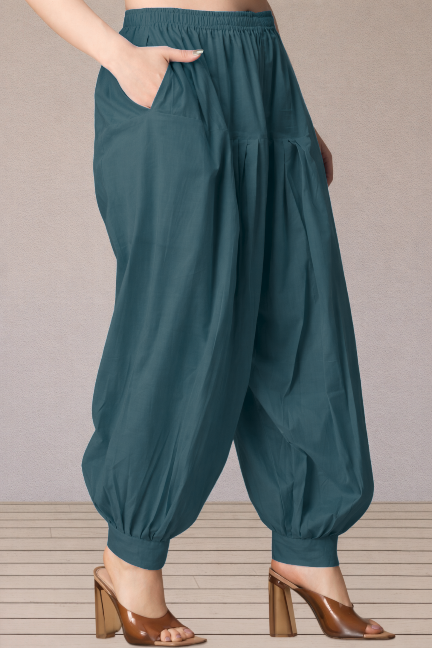 Teal Cotton Afghani Salwar