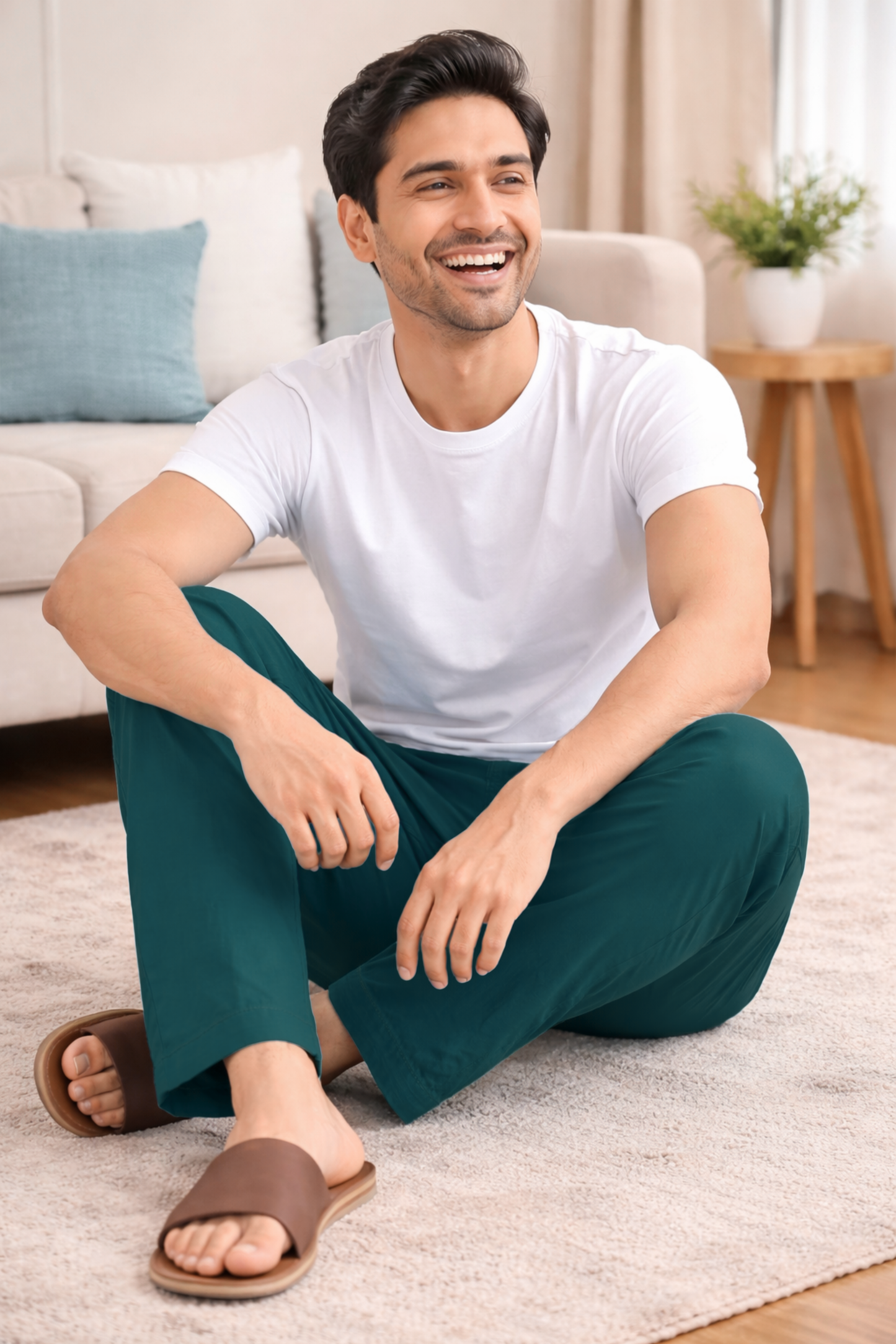 Teal Cotton Pant Pajama