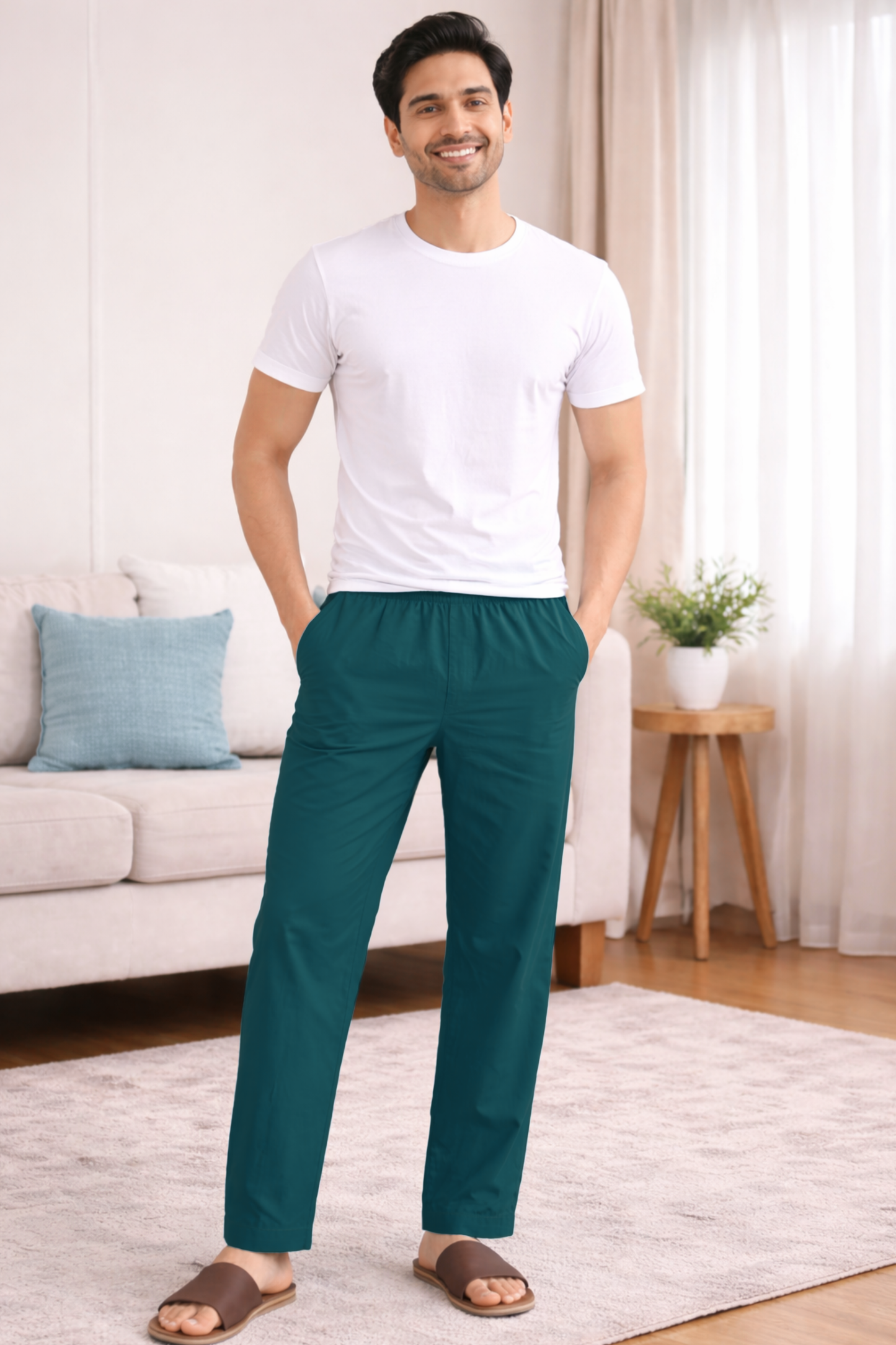 Teal Cotton Pant Pajama