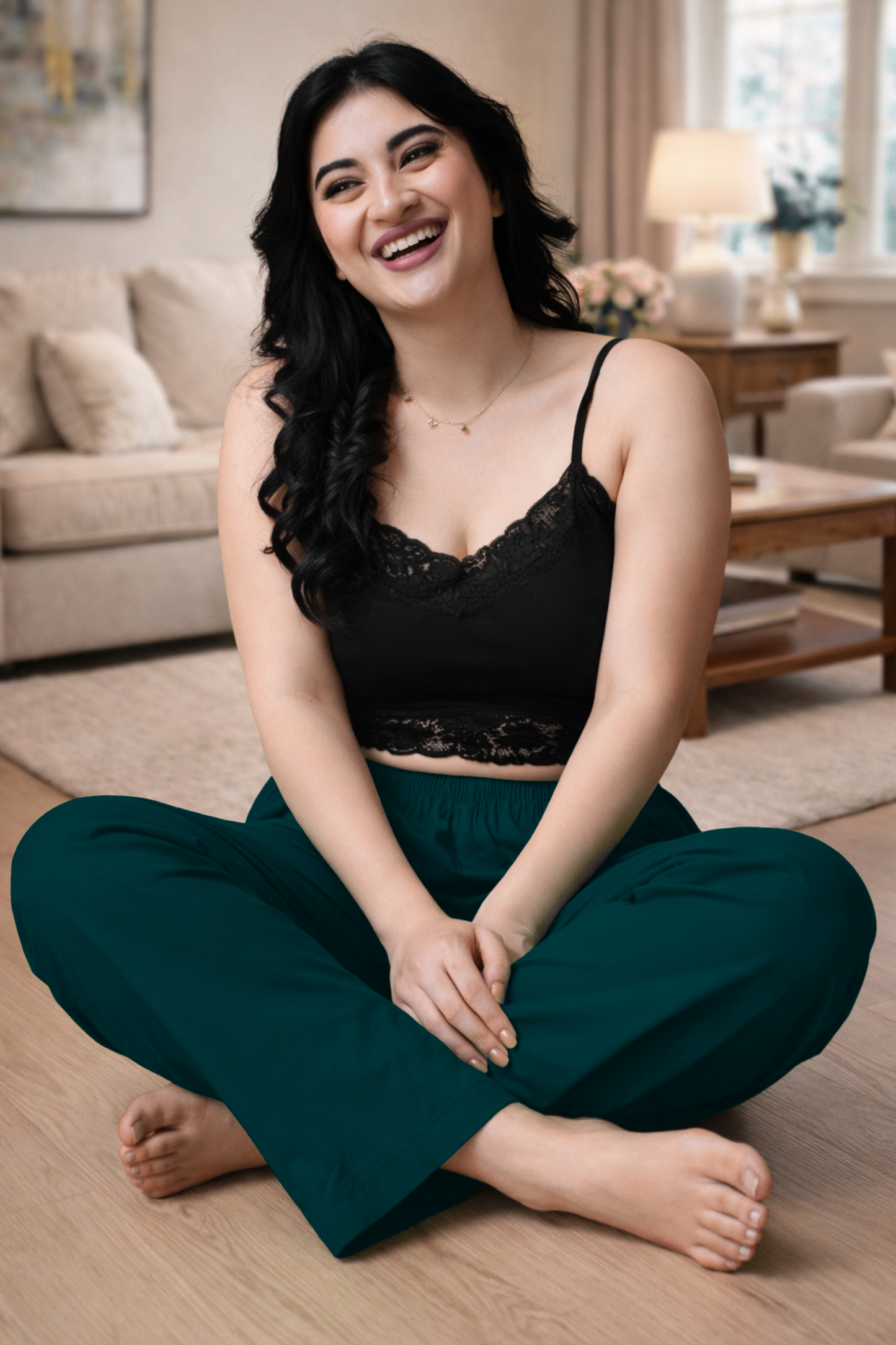Teal Green Cotton Kurti Pant