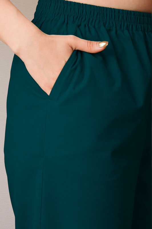 Teal Green Cotton Kurti Pant