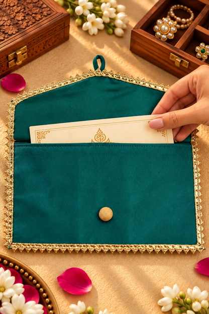 Teal Treasure Handcrafted Shagun Envelope