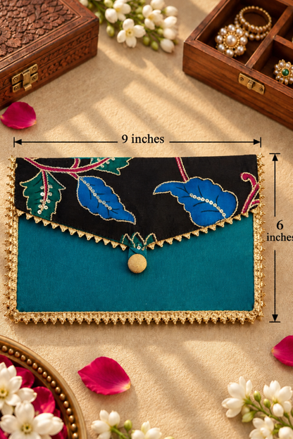 Teal Treasure Handcrafted Shagun Envelope