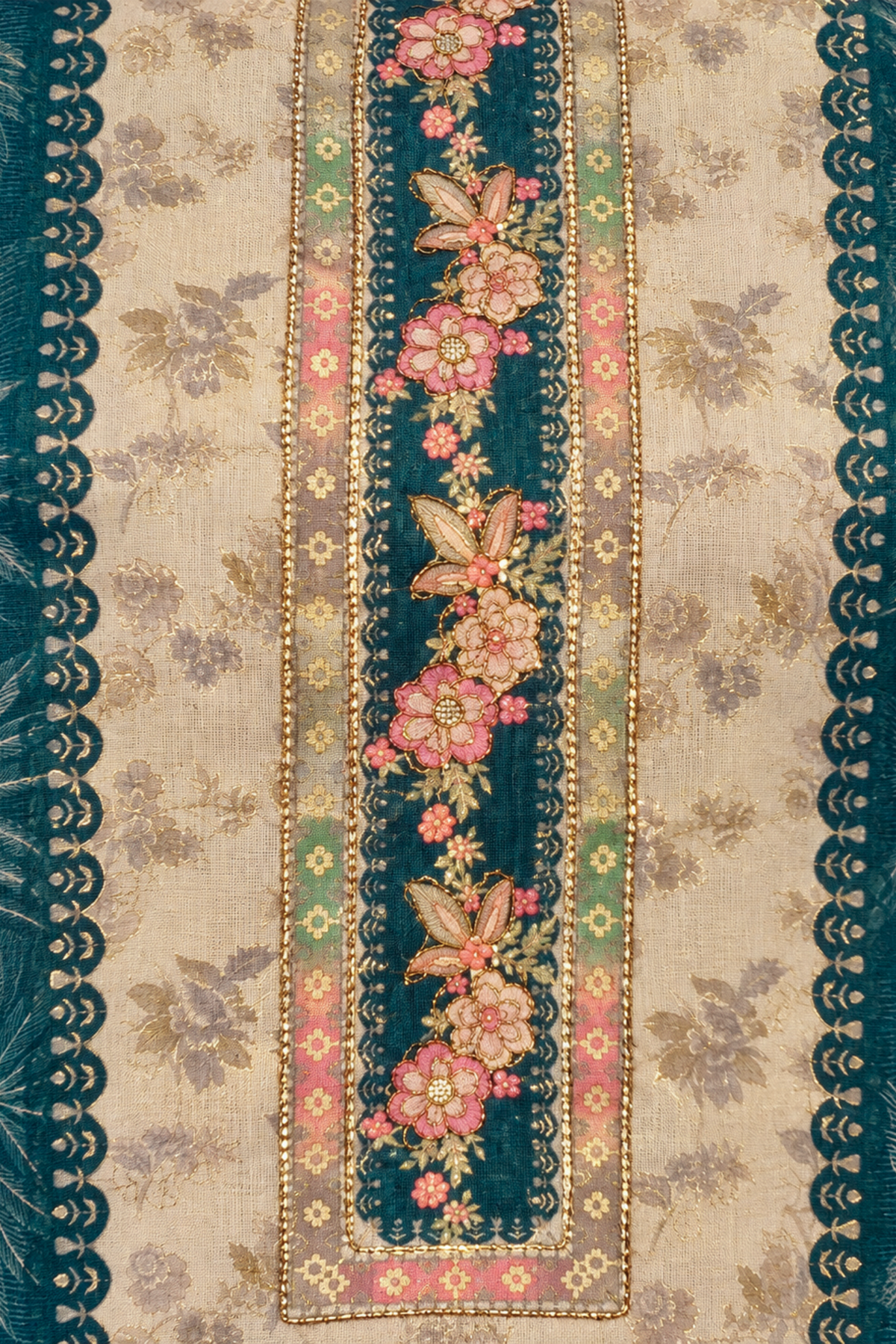 Teal Barfi Fancy Suit With Aari Work