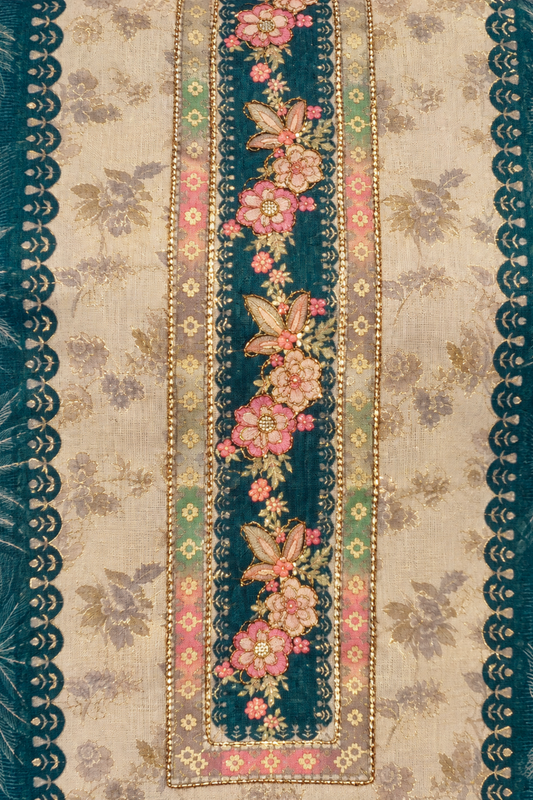 Teal Barfi Fancy Suit With Aari Work