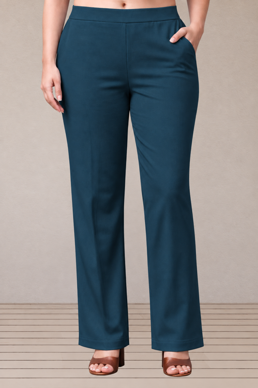 Teal Lycra Slub Pants