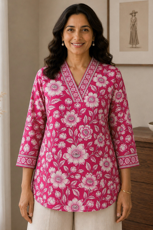 Tisha Floral Cotton Short Kurta