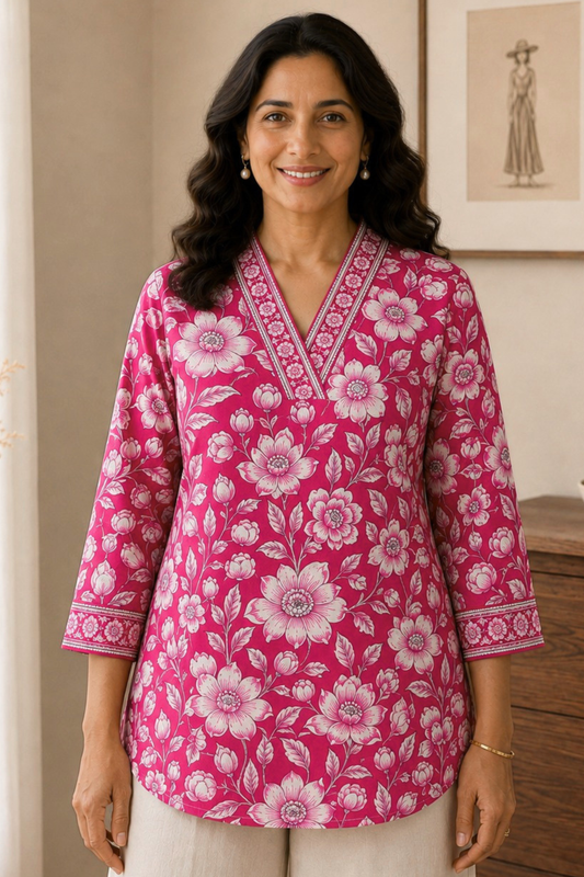 Tisha Floral Cotton Short Kurta