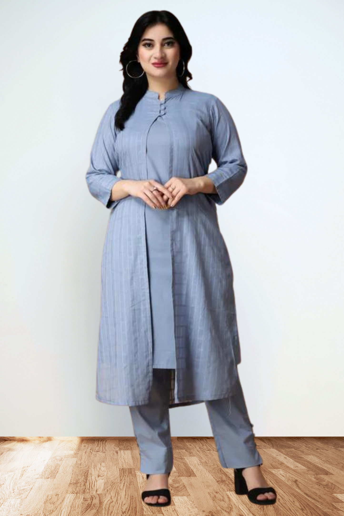 Buy Plus Size ​Soft Sapphire Cotton Kurta Set At Apella | Sizes XS to 10 XL | India | Free Delivery | Customized