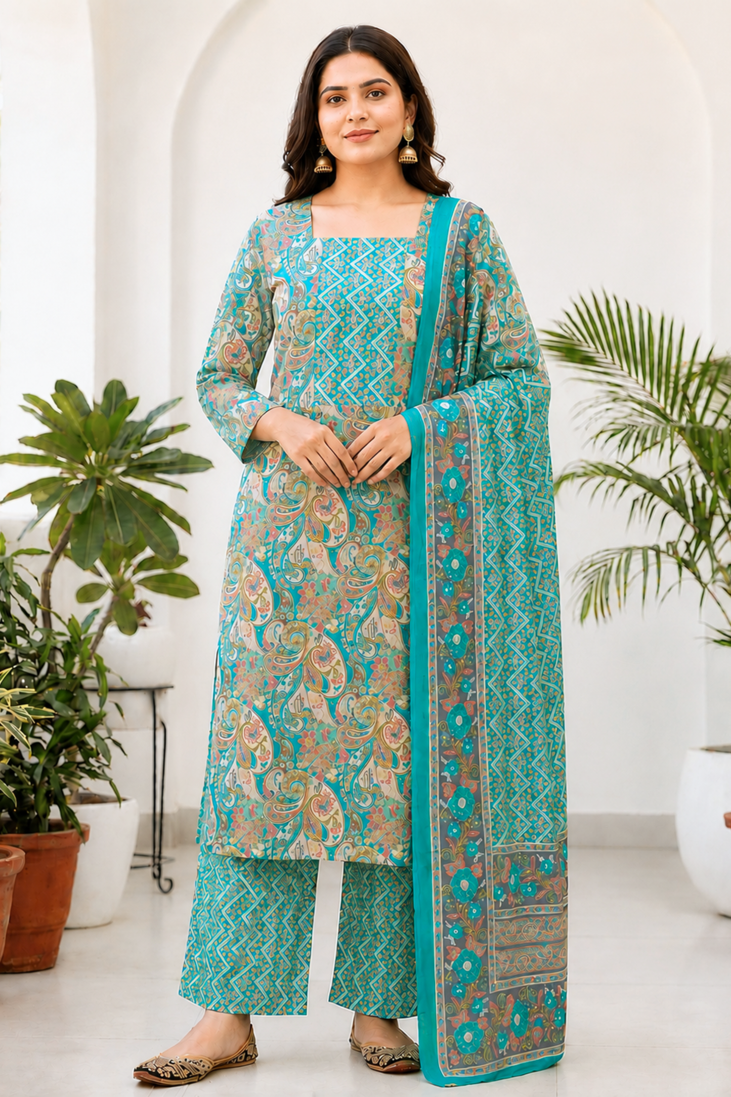 Jade Anaara Printed Cotton Suit