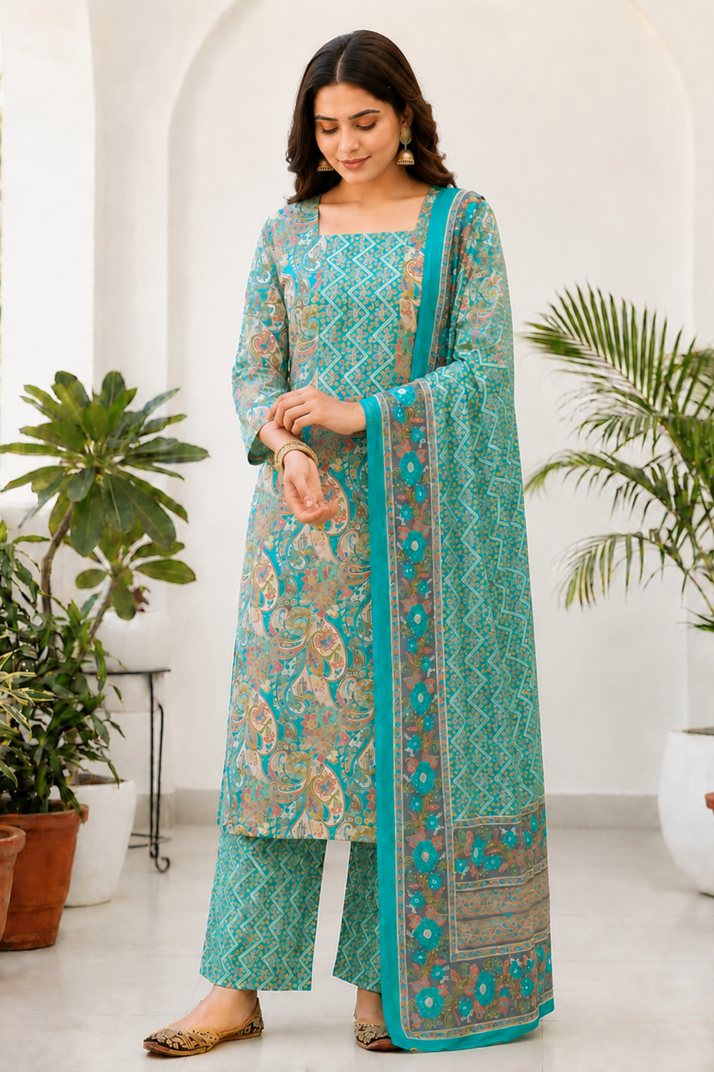 Jade Anaara Printed Cotton Suit
