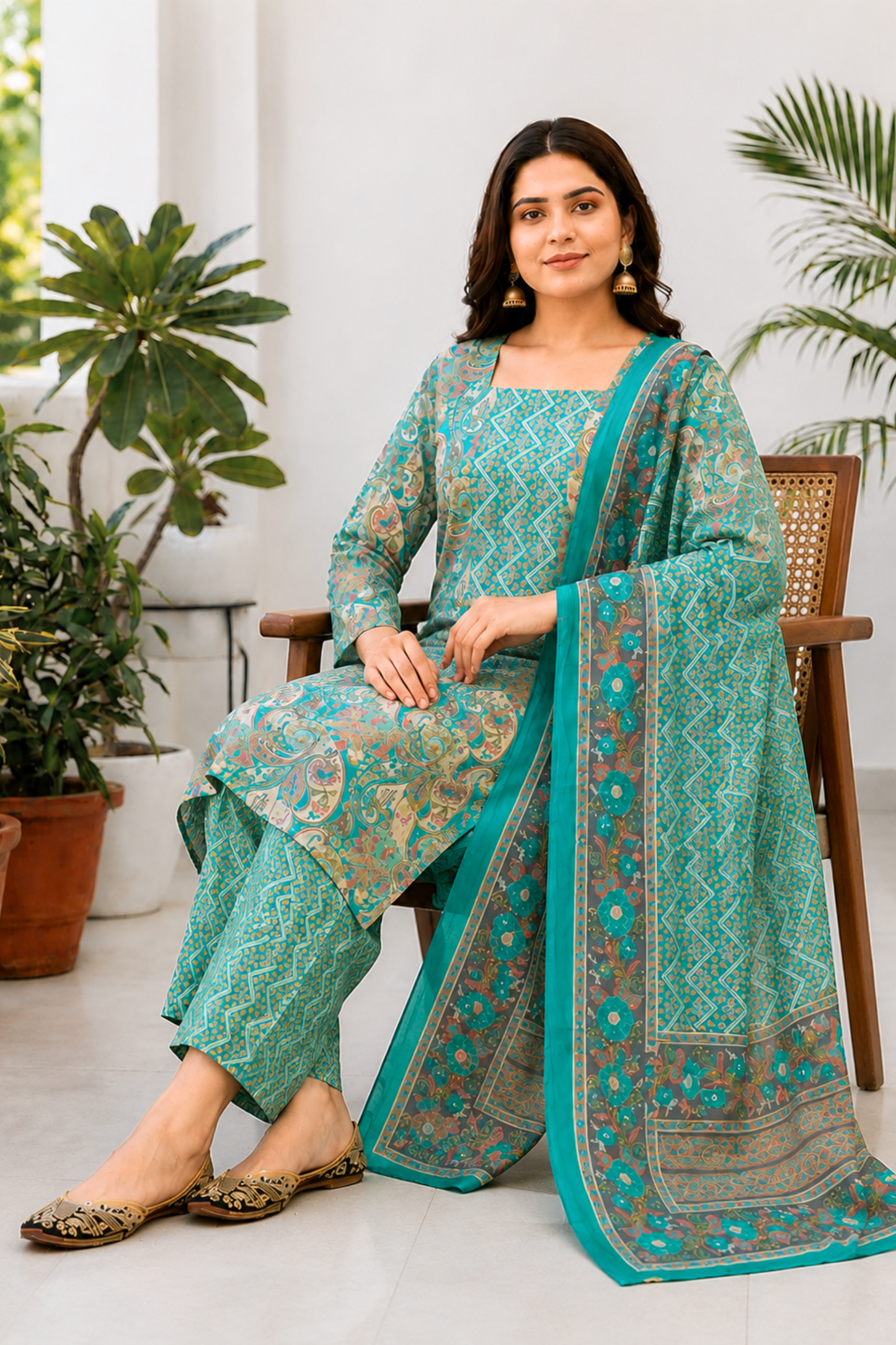 Jade Anaara Printed Cotton Suit