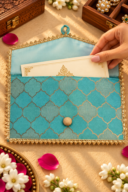 Turquoise Handcrafted Shagun Envelope