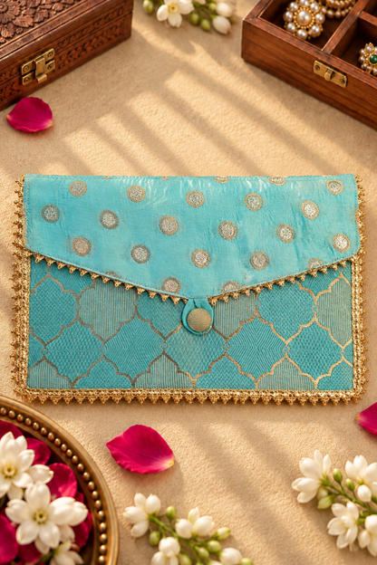 Turquoise Handcrafted Shagun Envelope