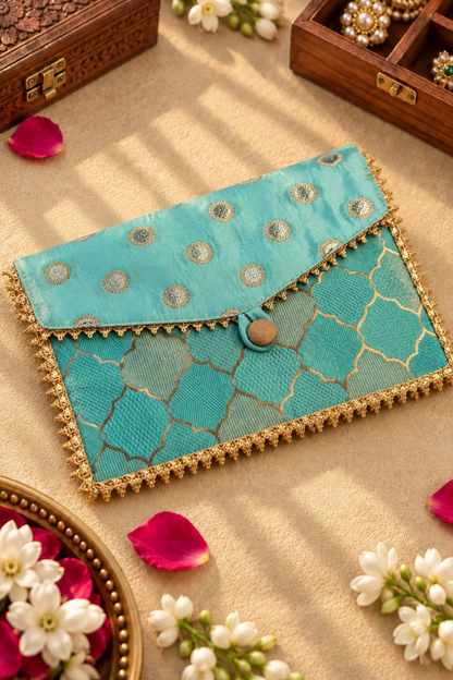 Turquoise Handcrafted Shagun Envelope