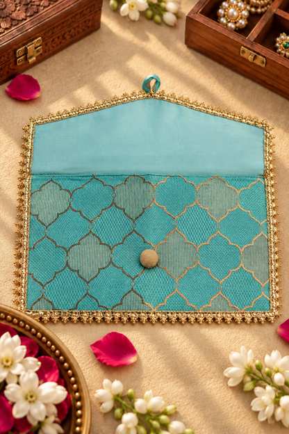 Turquoise Handcrafted Shagun Envelope