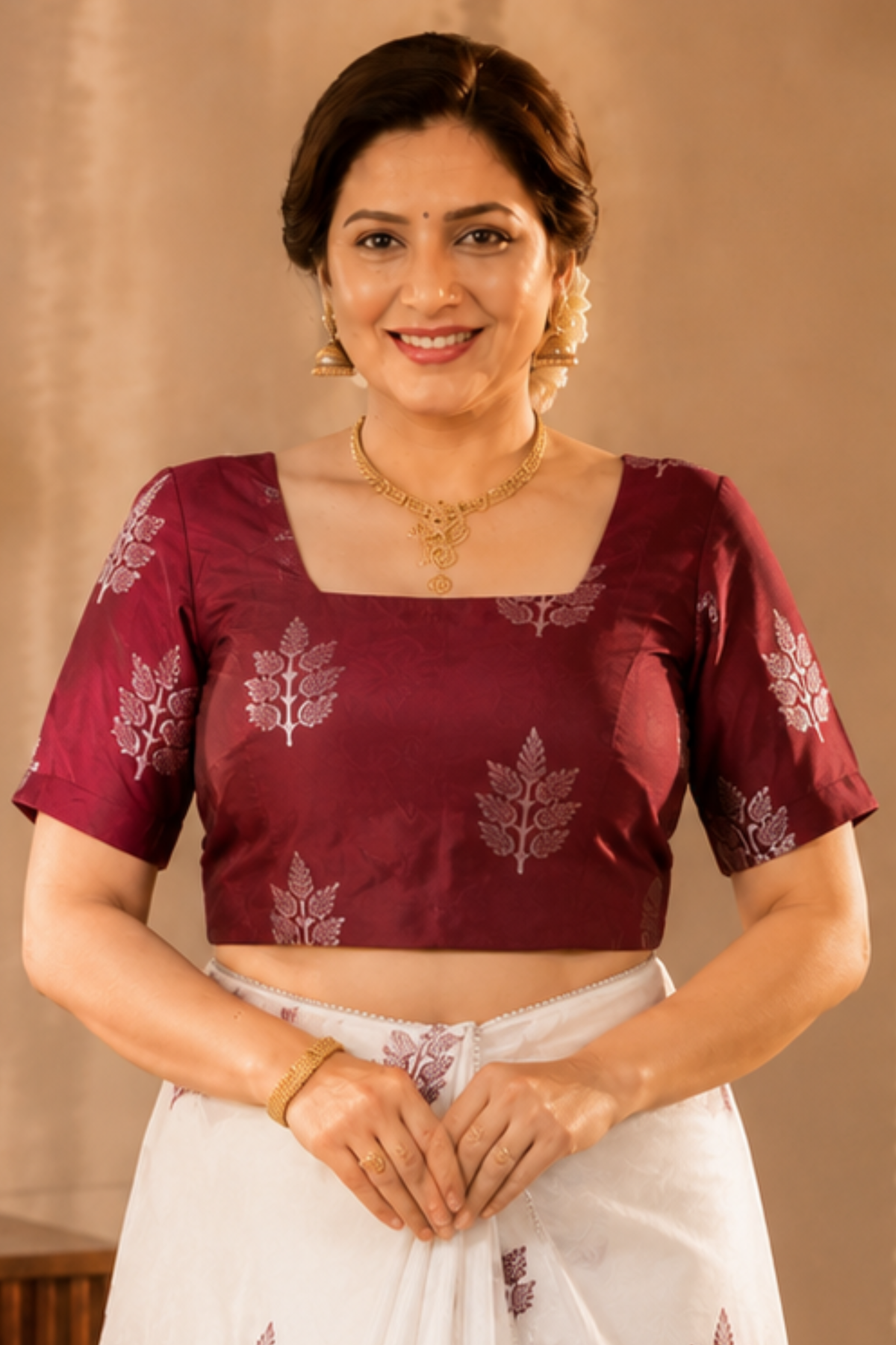 Tussar Silk Maroon Blouse