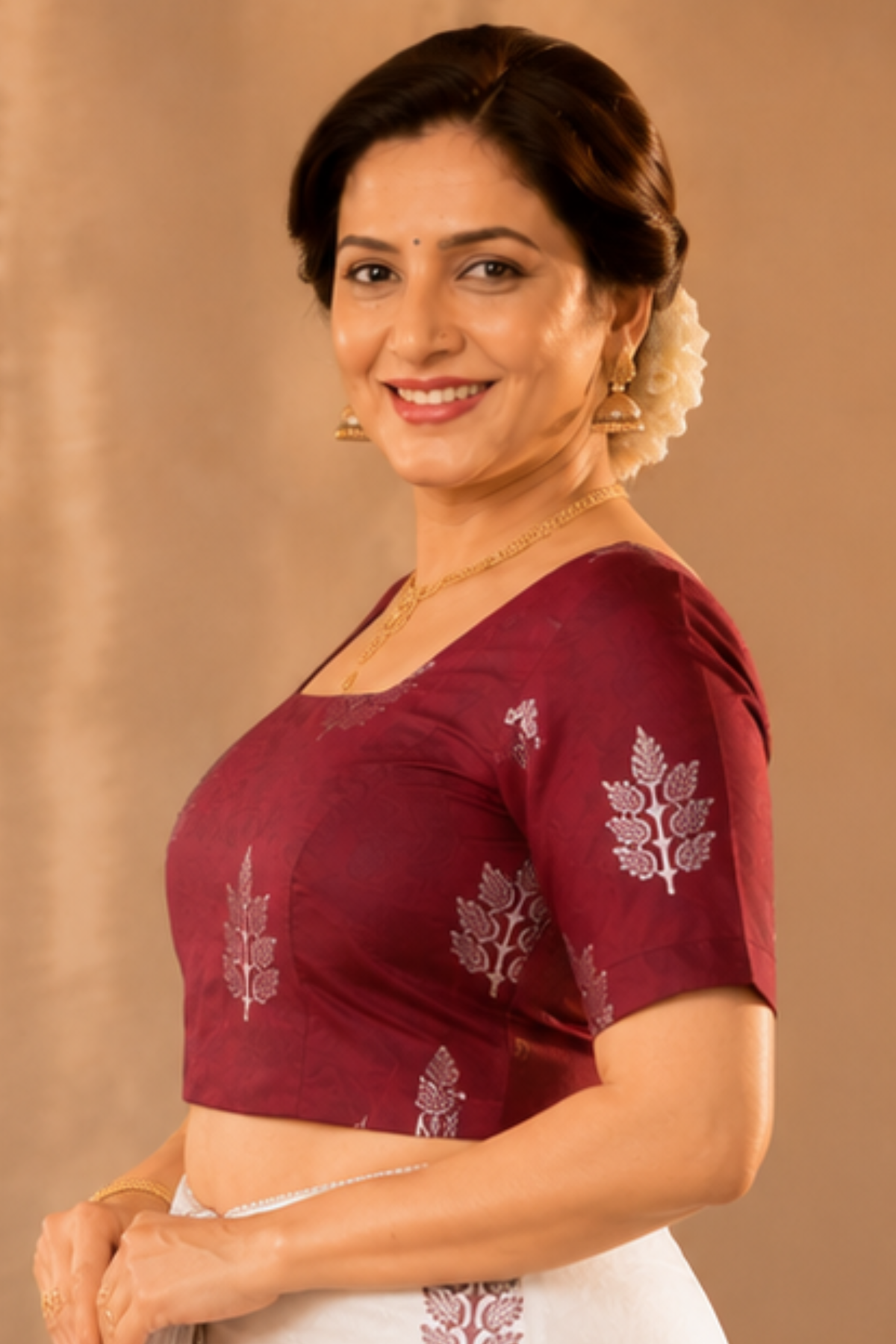 Tussar Silk Maroon Blouse