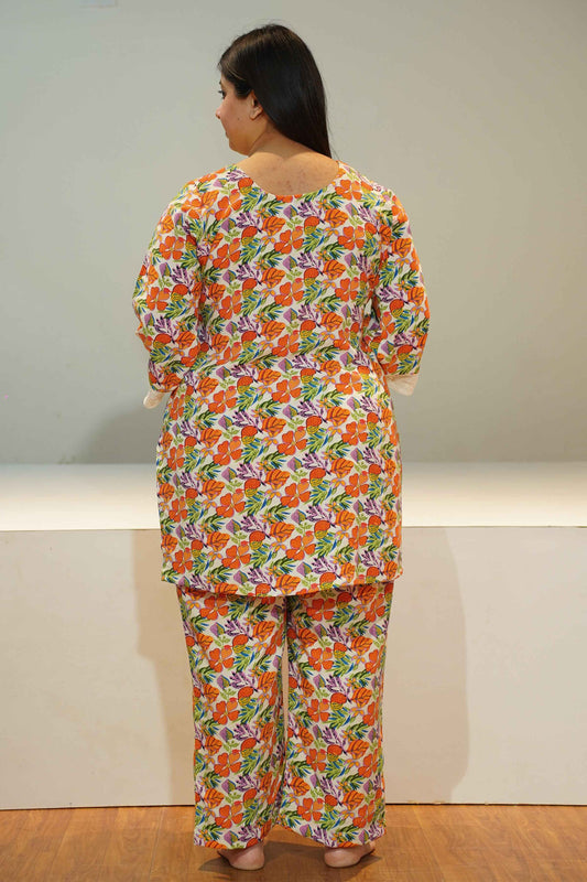 Orange Lace Accent Night Suit