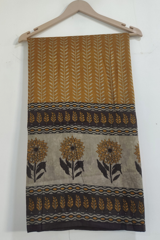 Mustard Floral Cotton Dupatta