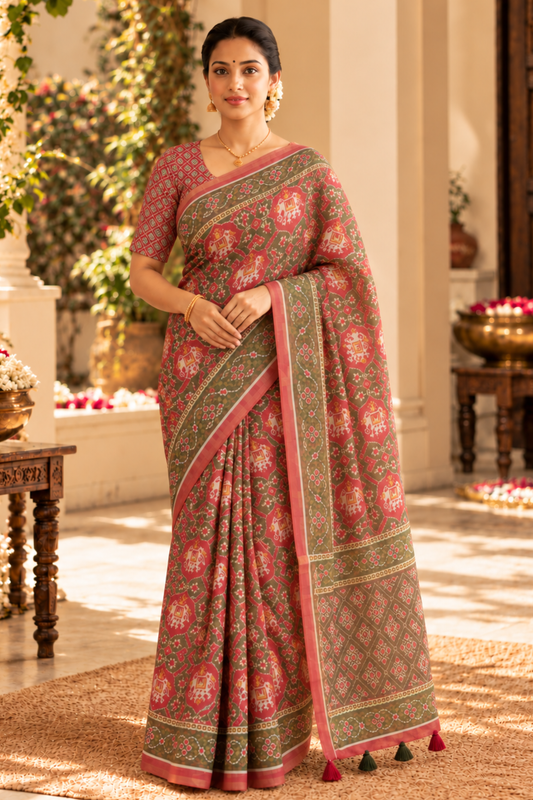 Vamika Printed Saree With 1.5 Mtr Blouse