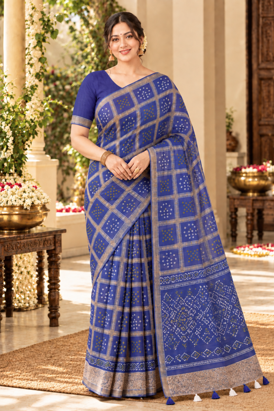 Neelima Printed Saree With 1.5 Mtr Blouse Piece