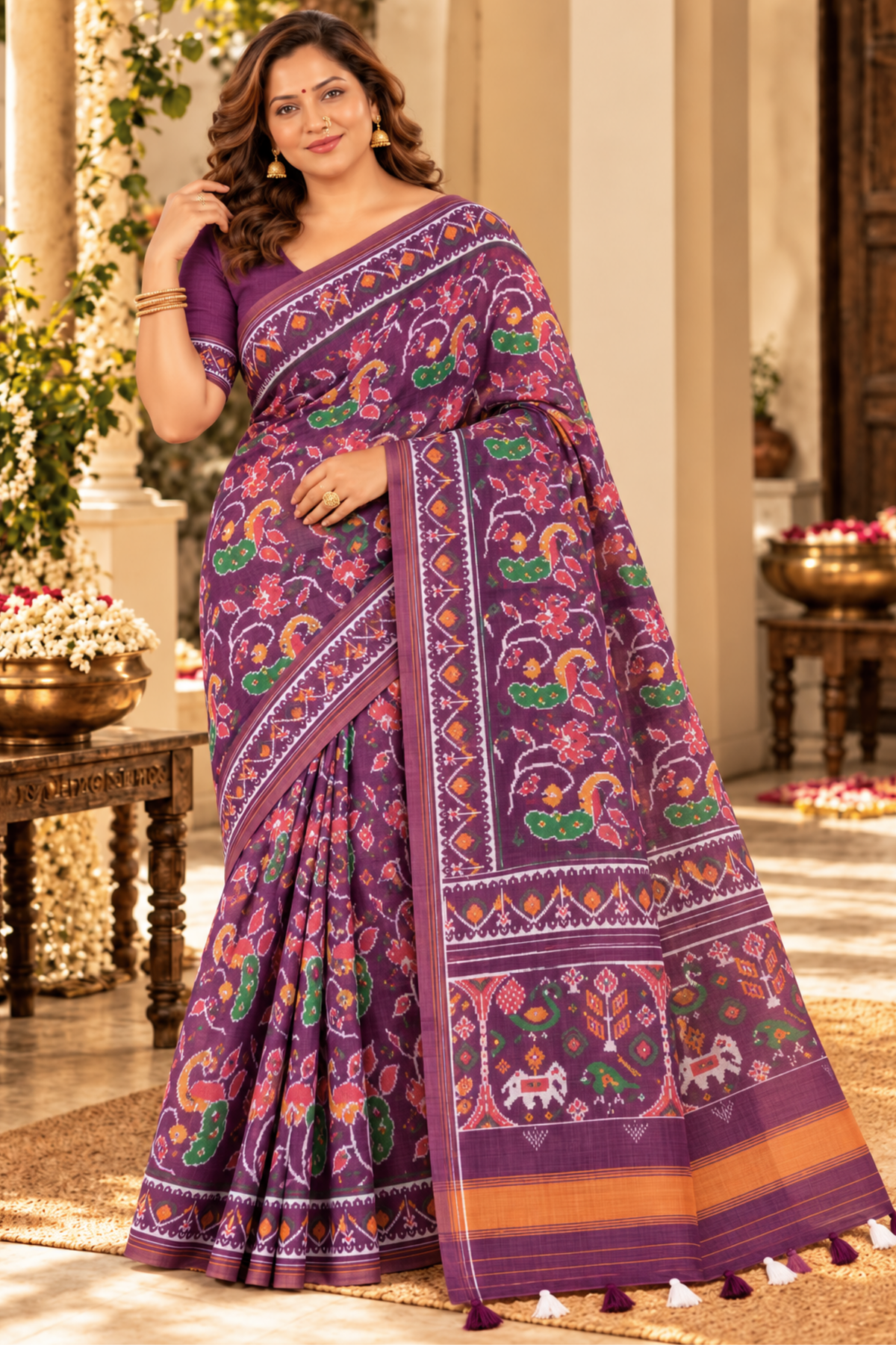 Vasudha Printed Saree With 1.5 Mtr Blouse Piece