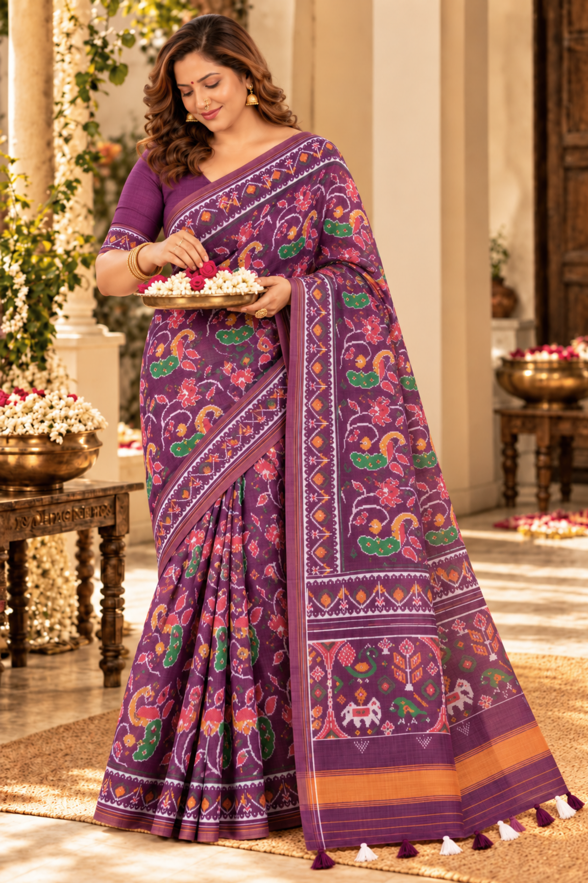 Vasudha Printed Saree With 1.5 Mtr Blouse Piece