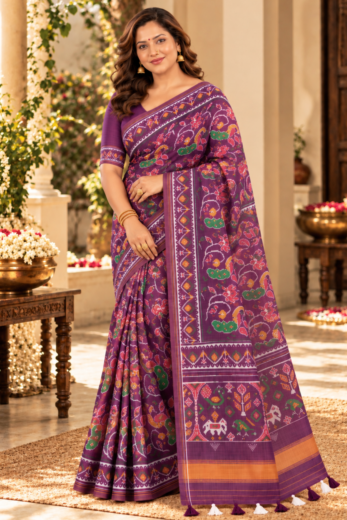 Vasudha Printed Saree With 1.5 Mtr Blouse Piece