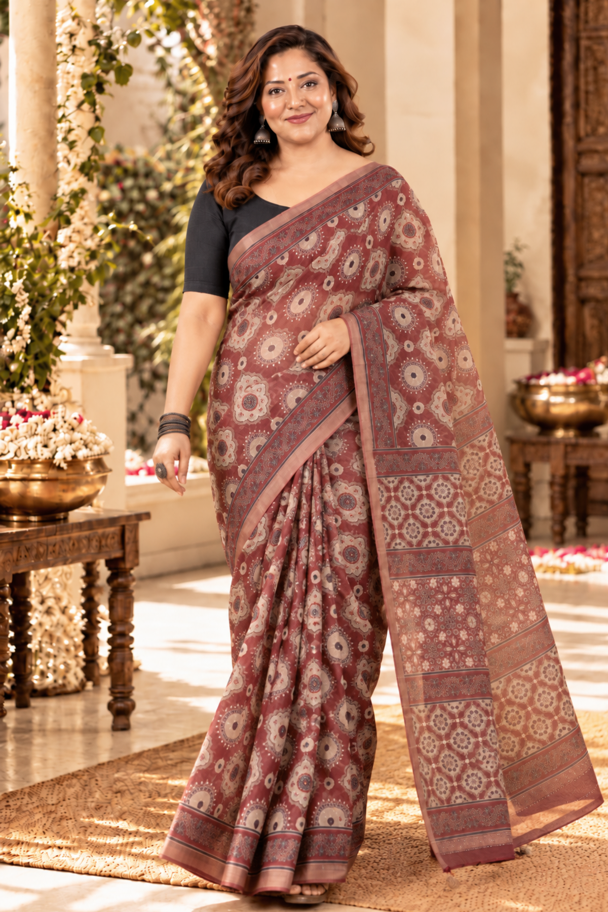 Vedika Printed Saree With 1.5 Mtr Blouse Piece