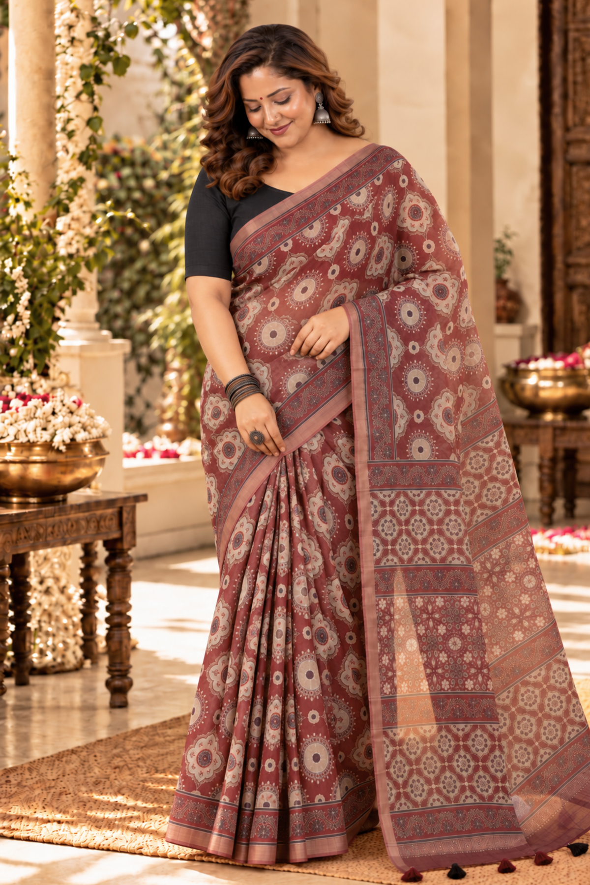 Vedika Printed Saree With 1.5 Mtr Blouse Piece