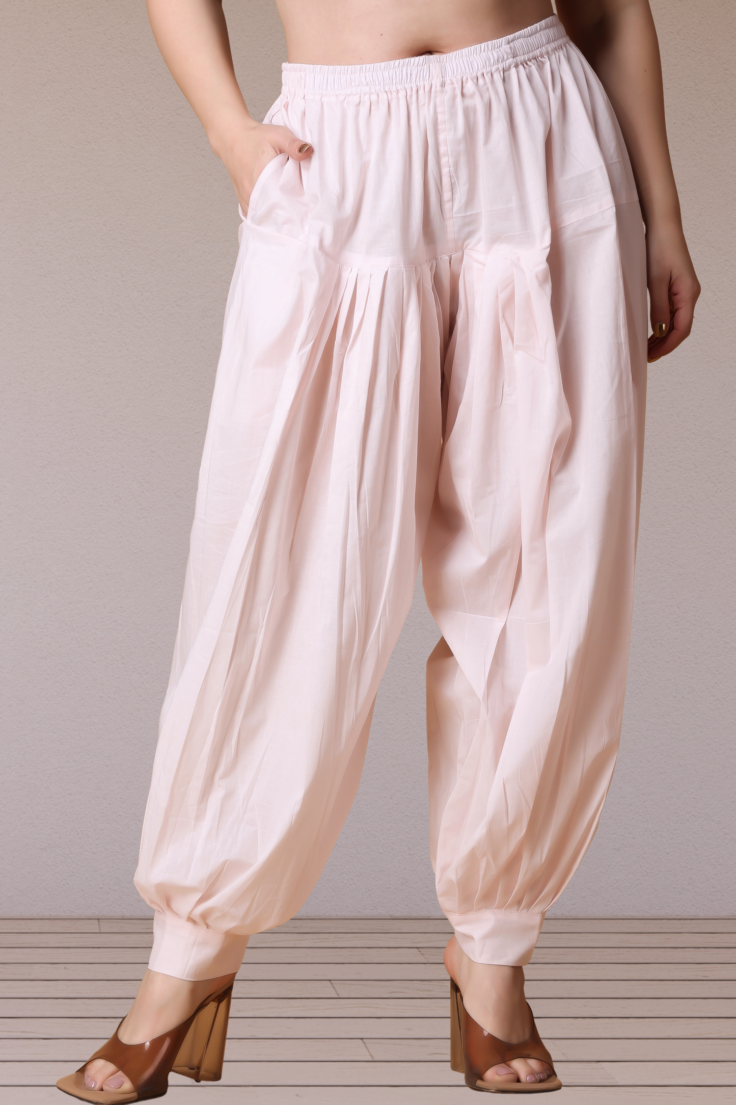 Very Light Pink Cotton Afghani Salwar