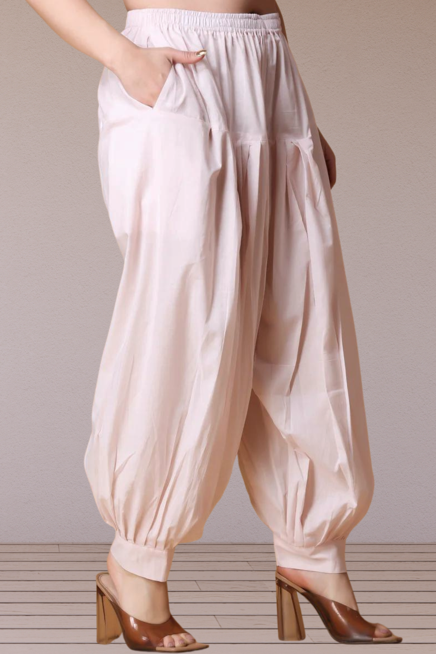 Very Light Pink Cotton Afghani Salwar