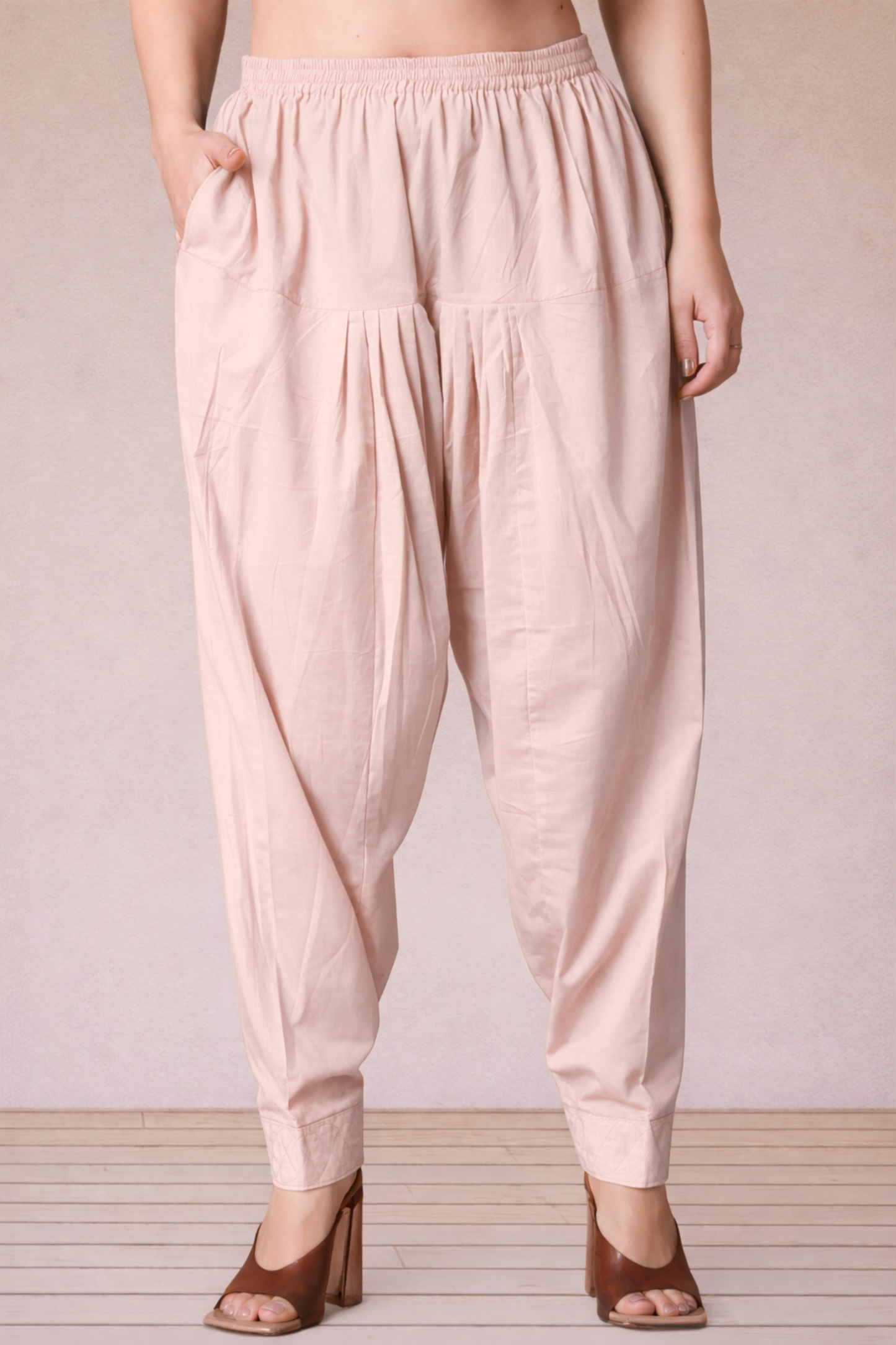Very Light Pink Cotton Straight Salwar